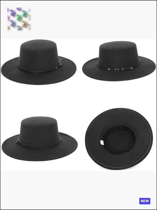 Classic Felt Fedora Hat Wide Brim Flat Top Jazz Panama Party Church Unisex main image 6